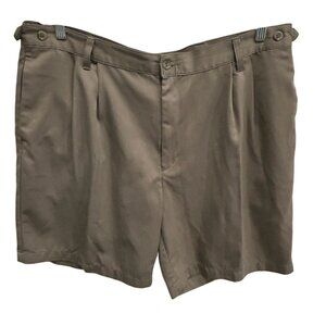 Dockers Mens Khaki Pleated Front Microfiber Polyester Shorts Sz 40
